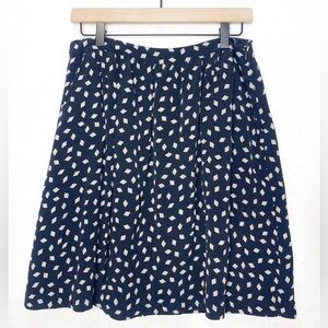 Garnet Hill Skirt Black Print Career Flare With Pockets Size 10
